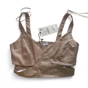 Zara NWT faux leather crop top